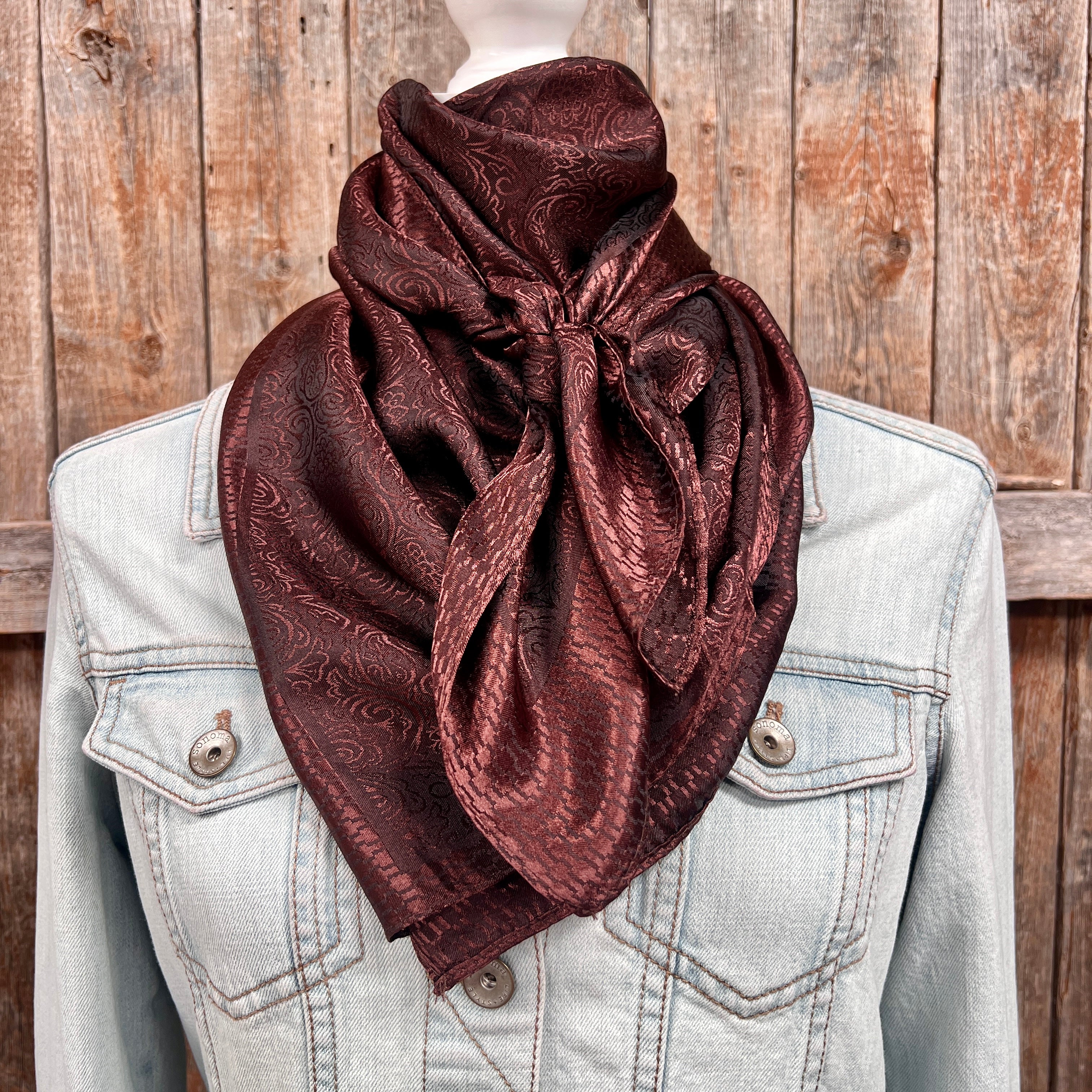 35X35" Brown Jacquard Wild Rag / Scarf WR4043