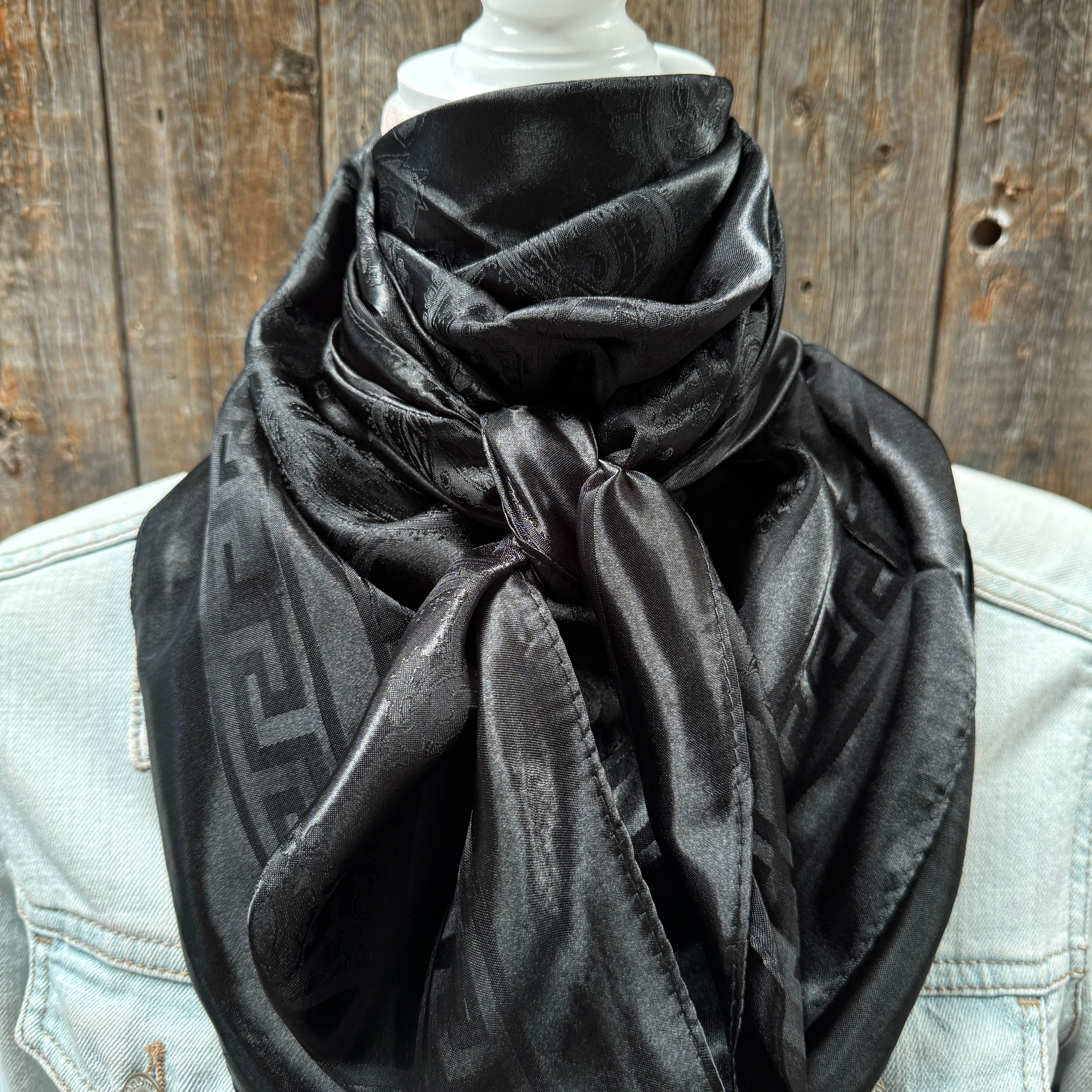 35X35" Black Jacquard Wild Rag / Scarf WR4039