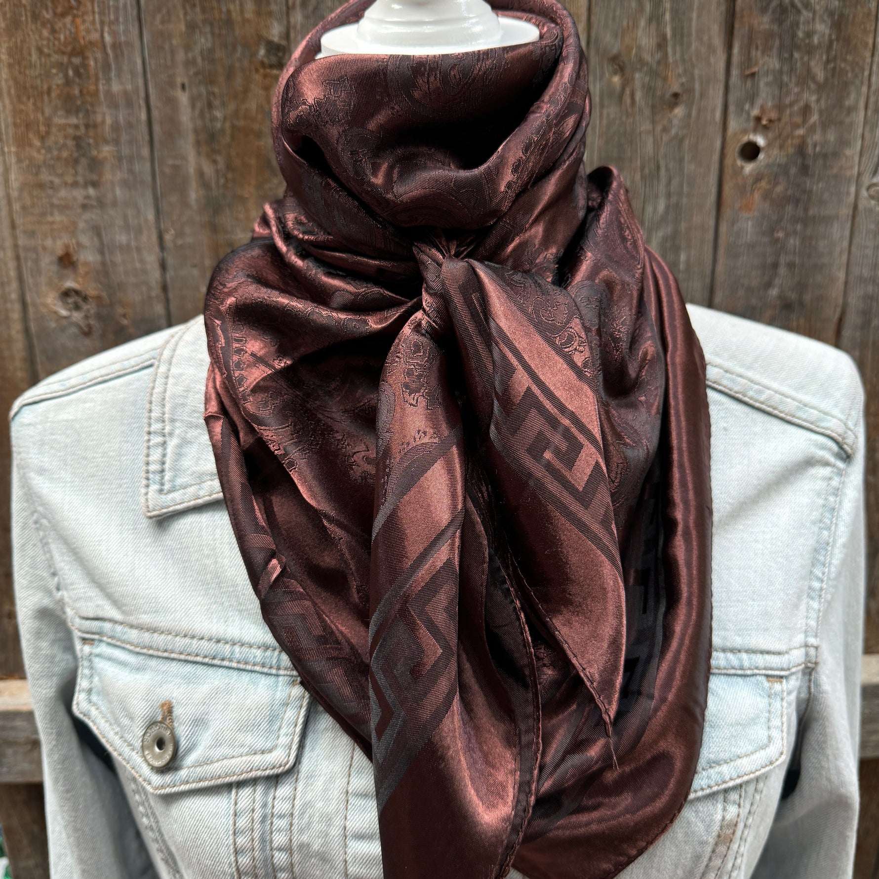 35X35" Brown Jacquard Wild Rag / Scarf WR4002