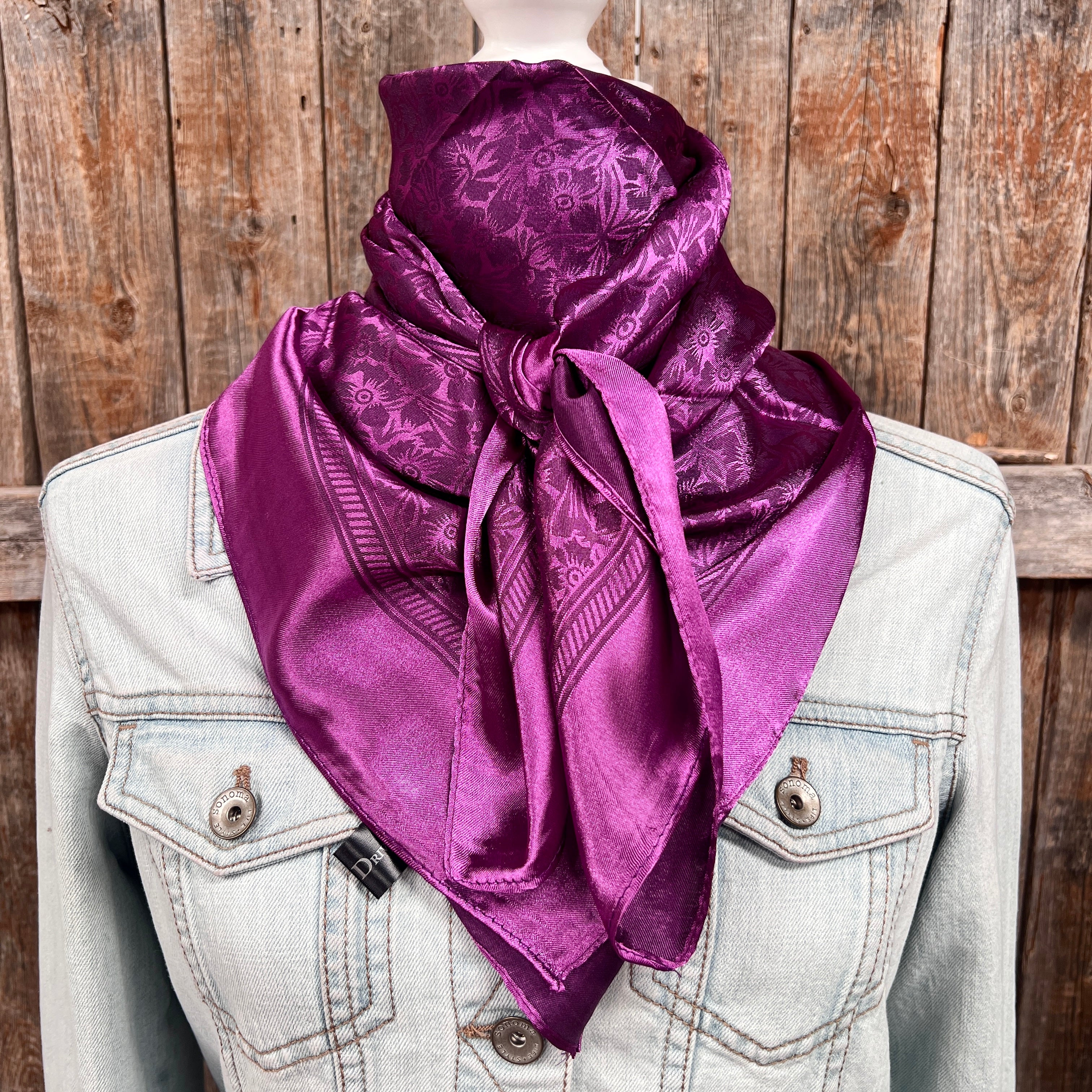 35X35" Purple Jacquard Wild Rag / Scarf WR4088