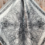 35X35" Black/White Polka Dot & Paisley Wild Rag / Scarf WR444 - Tooled Leather Wild Rag Slides - Assorted