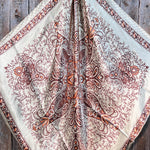 35X35" Tan/Brown Polka Dot & Paisley Wild Rag / Scarf WR445 - Tooled Leather Wild Rag Slides - Assorted