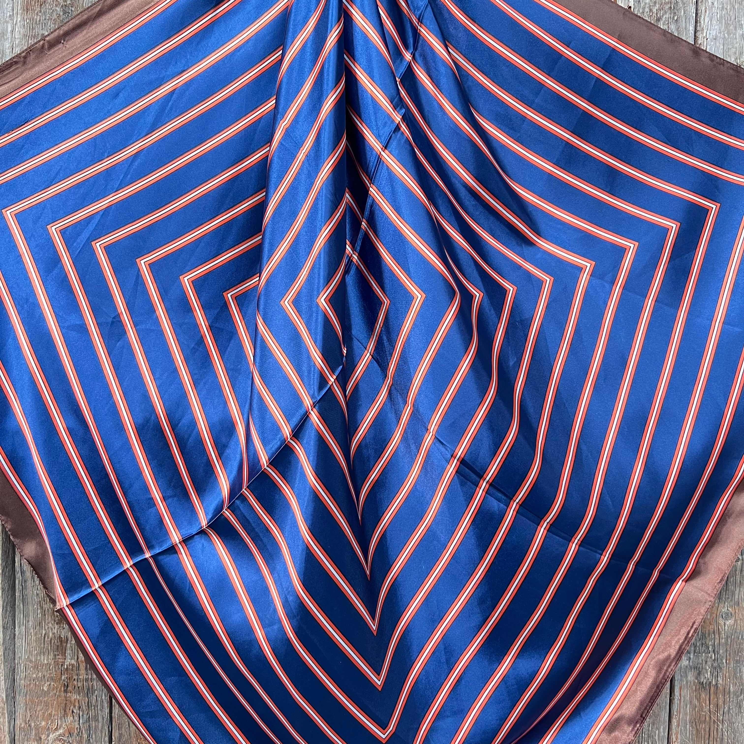 35X35" Orange and Blue Stripes Wild Rag / Scarf WR547X