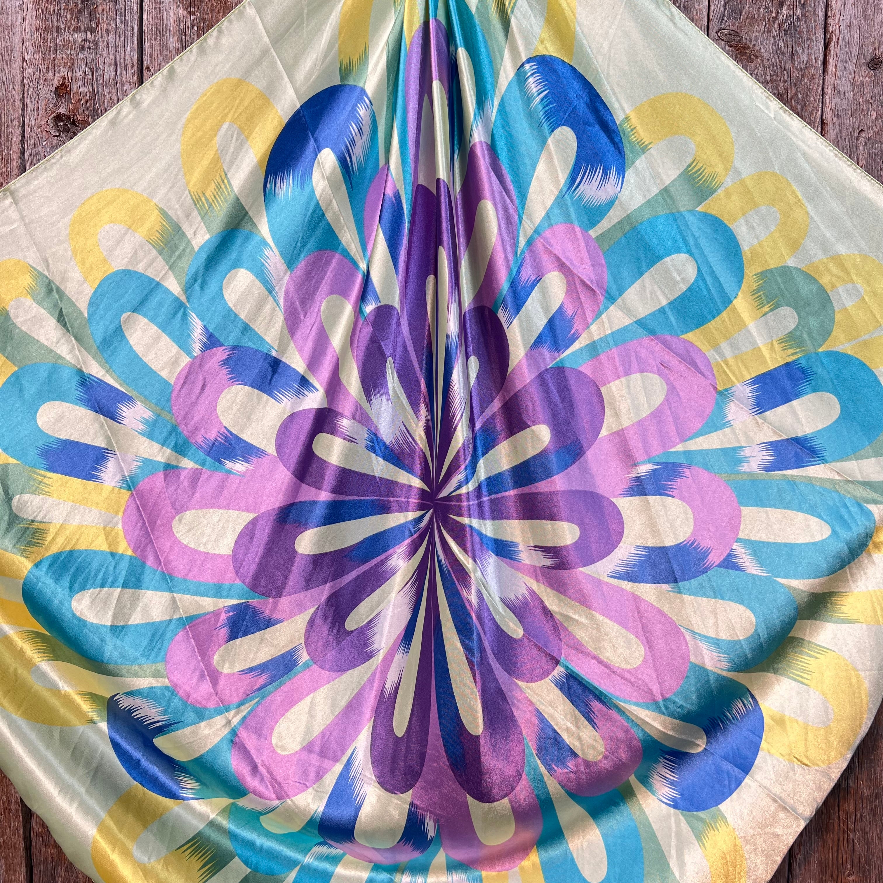 35X35" Purple & Green Multi-Colored Wild Rag / Scarf -W181 Slide WRC613B