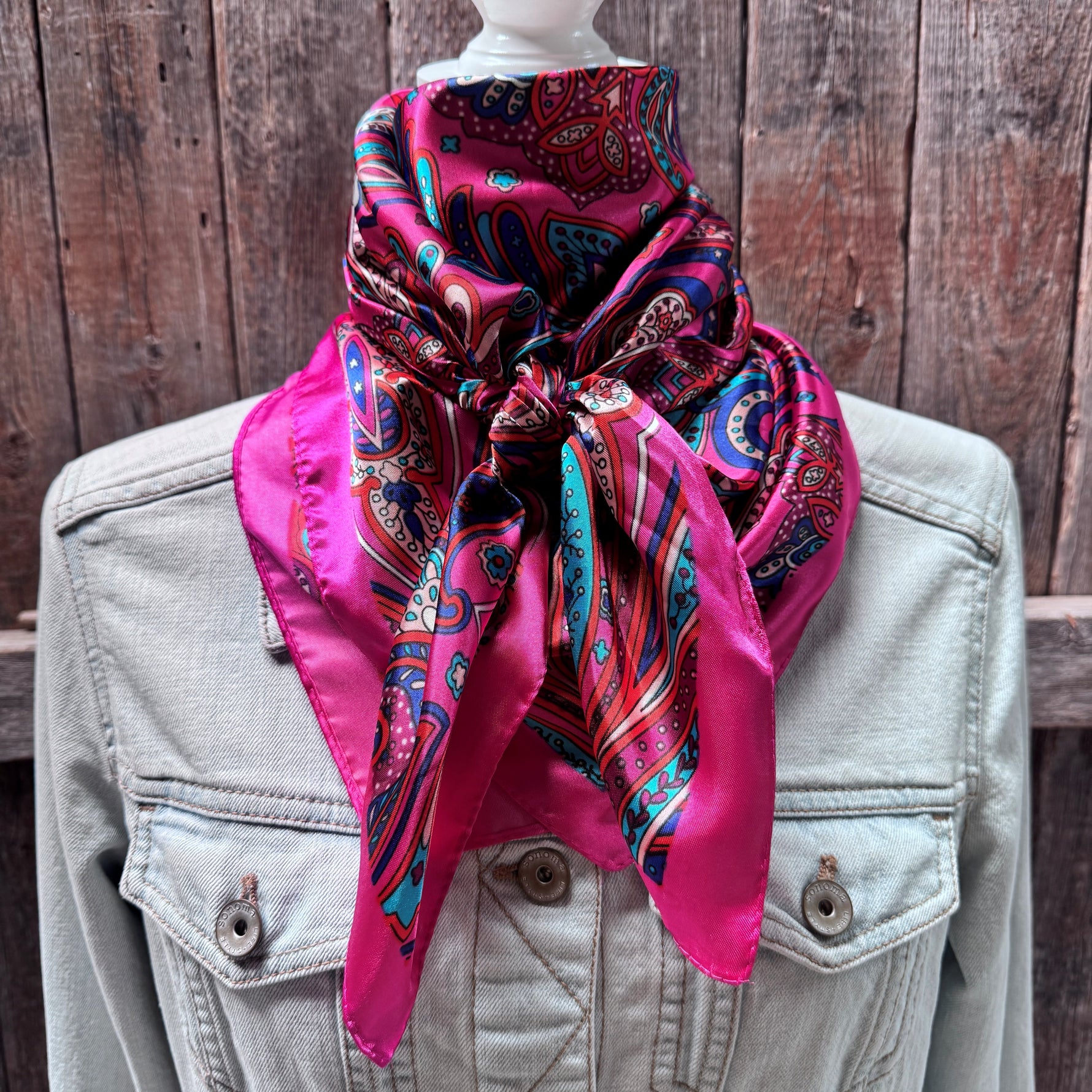 35X35"  Pink Hippie Paisley Wild Rag / Scarf WR904
