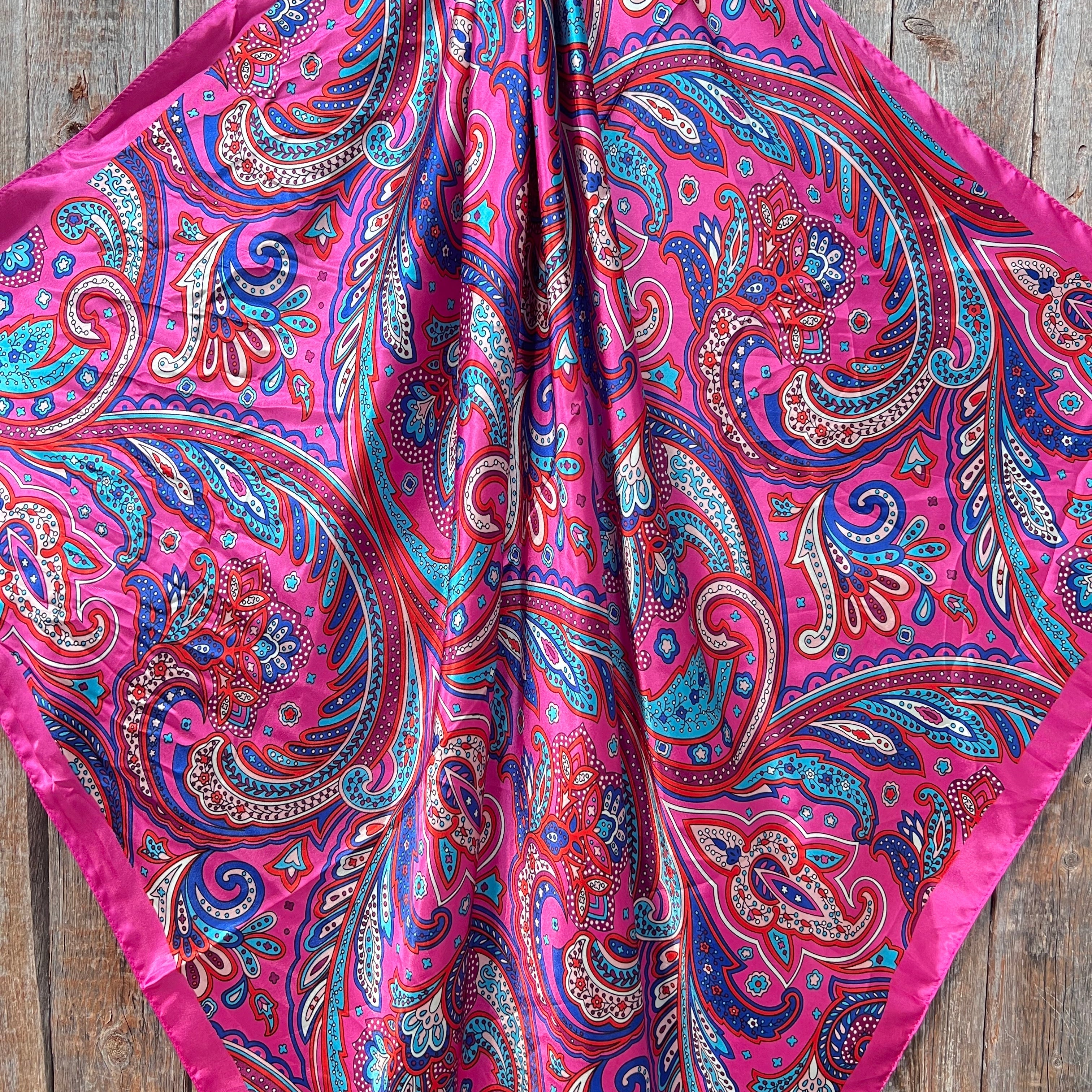 35X35"  Pink Hippie Paisley Wild Rag / Scarf WR904