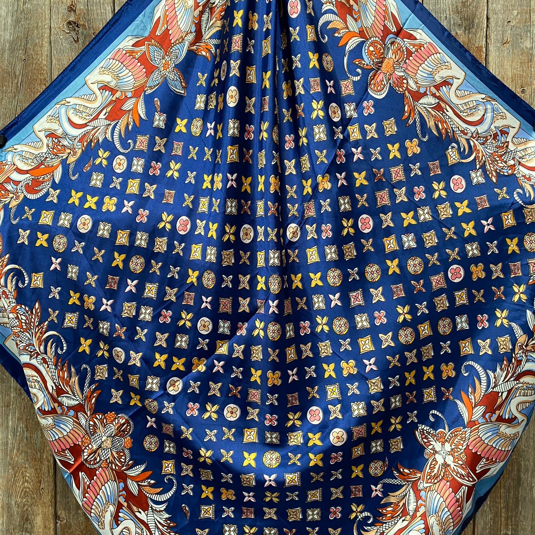 35X35"  Blue Multi-Floral Wild Rag / Scarf WR914Z