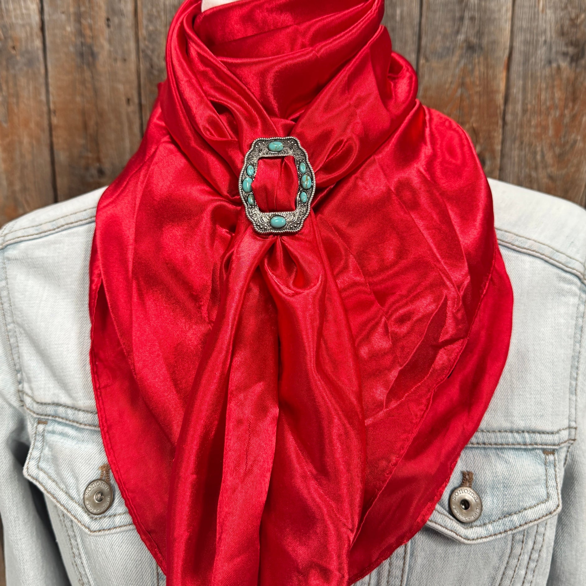 35X35" Solid Electric Red Wild Rag / Scarf WRS10 - Buckle Wild Rag Slides - Assorted