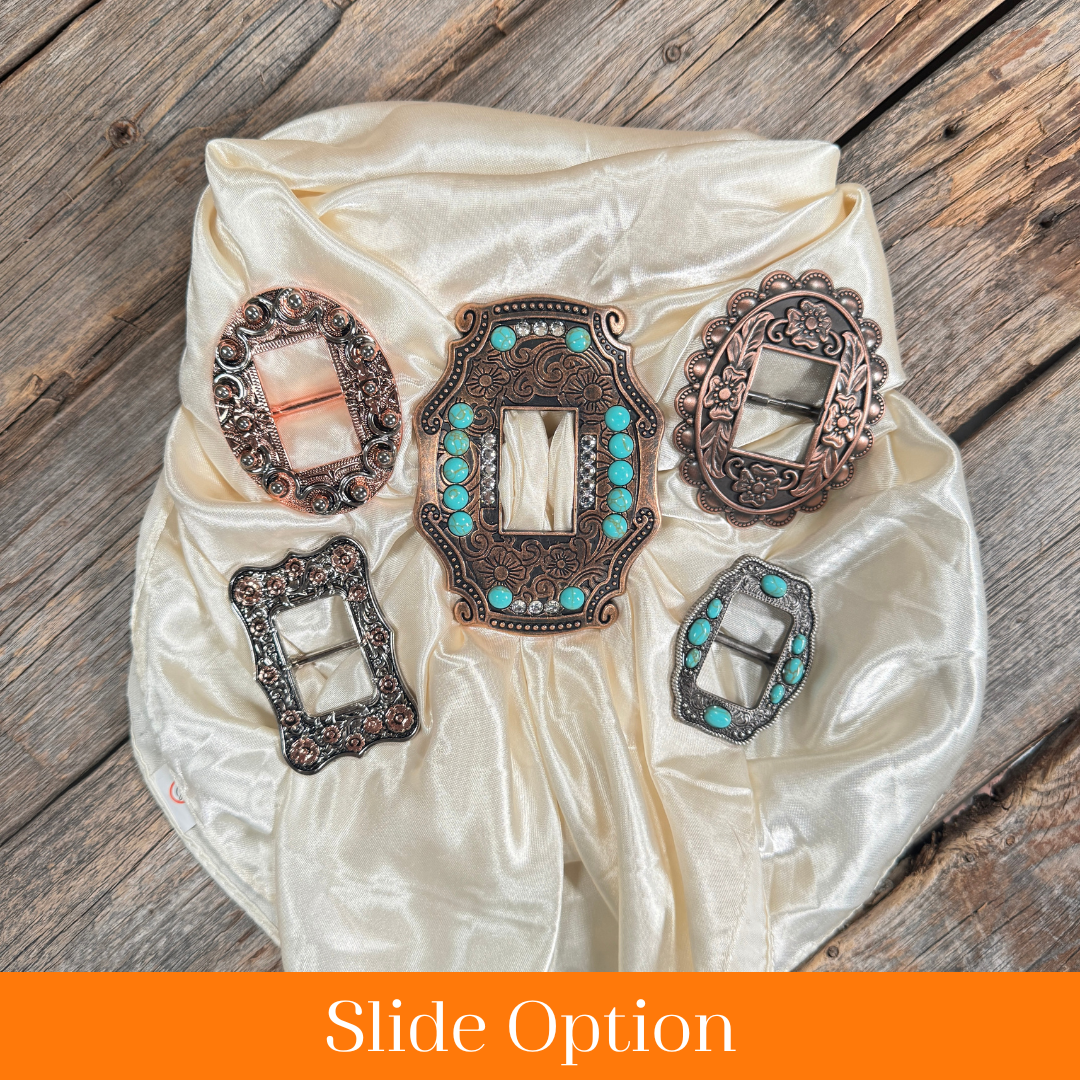 35X35" Solid Cream Wild Rag / Scarf WRS11 - Buckle Wild Rag Slides - Assorted