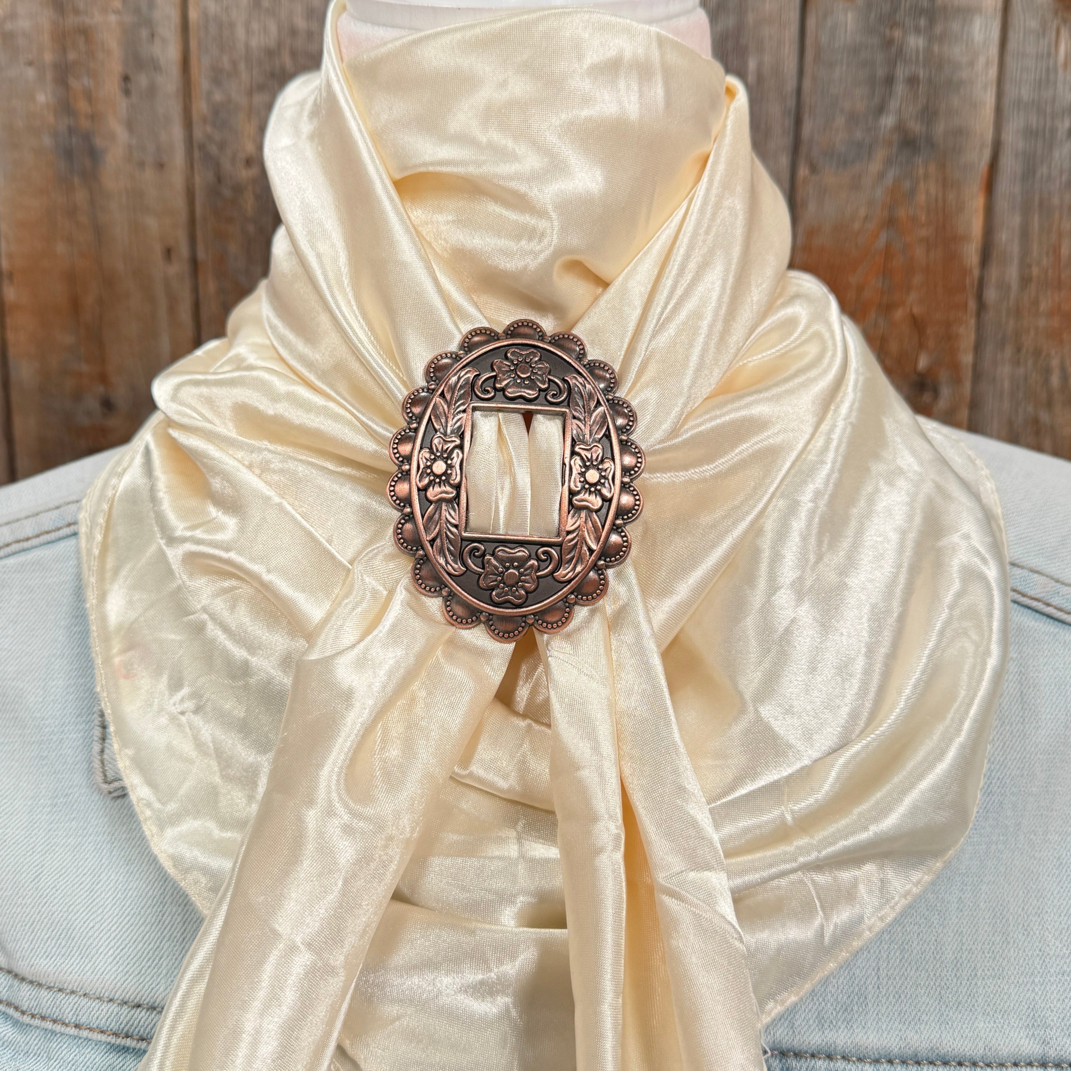 35X35" Solid Cream Wild Rag / Scarf WRS11 - Buckle Wild Rag Slides - Assorted