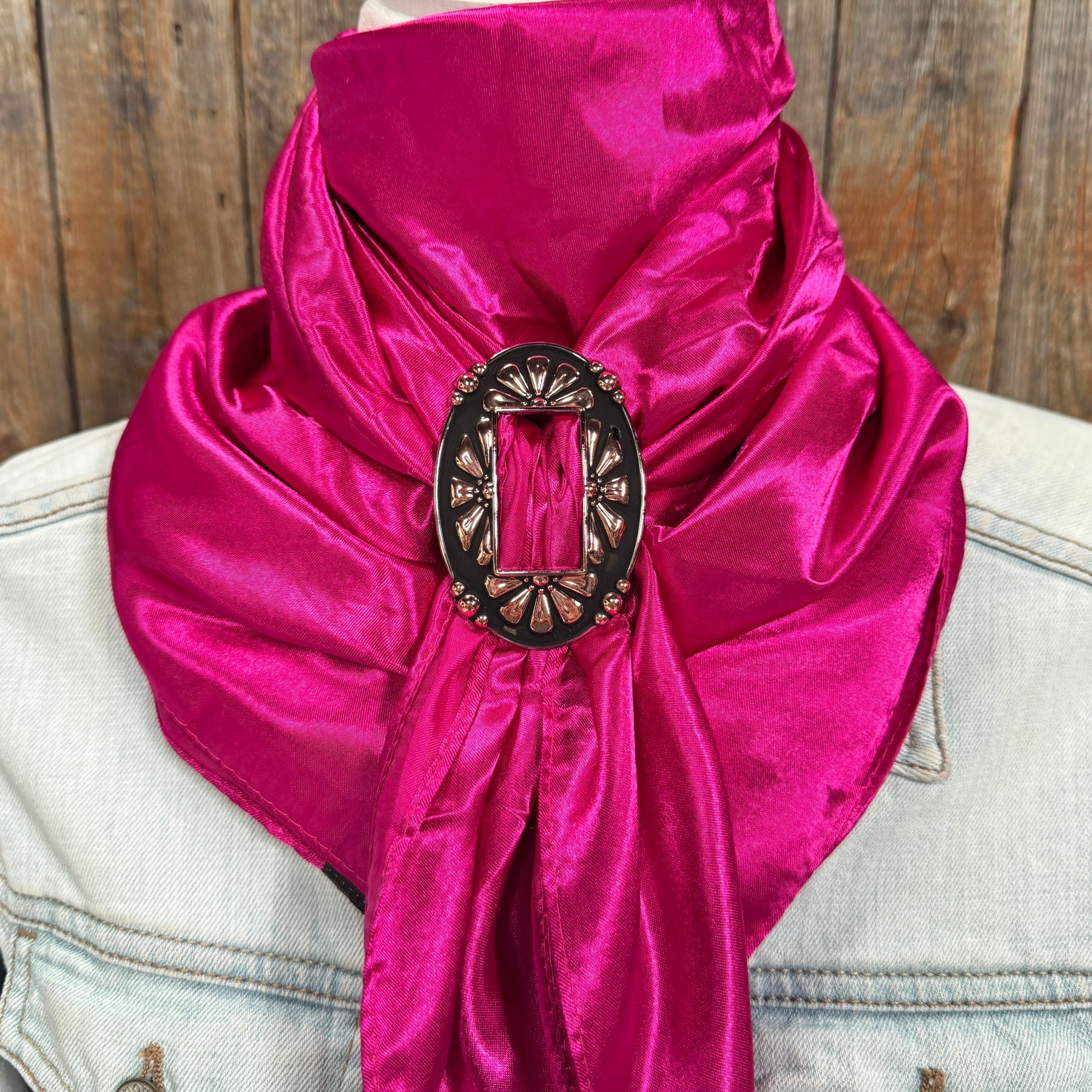 35X35" Solid Fuchsia Wild Rag / Scarf WRS12 - Buckle Wild Rag Slides - Assorted