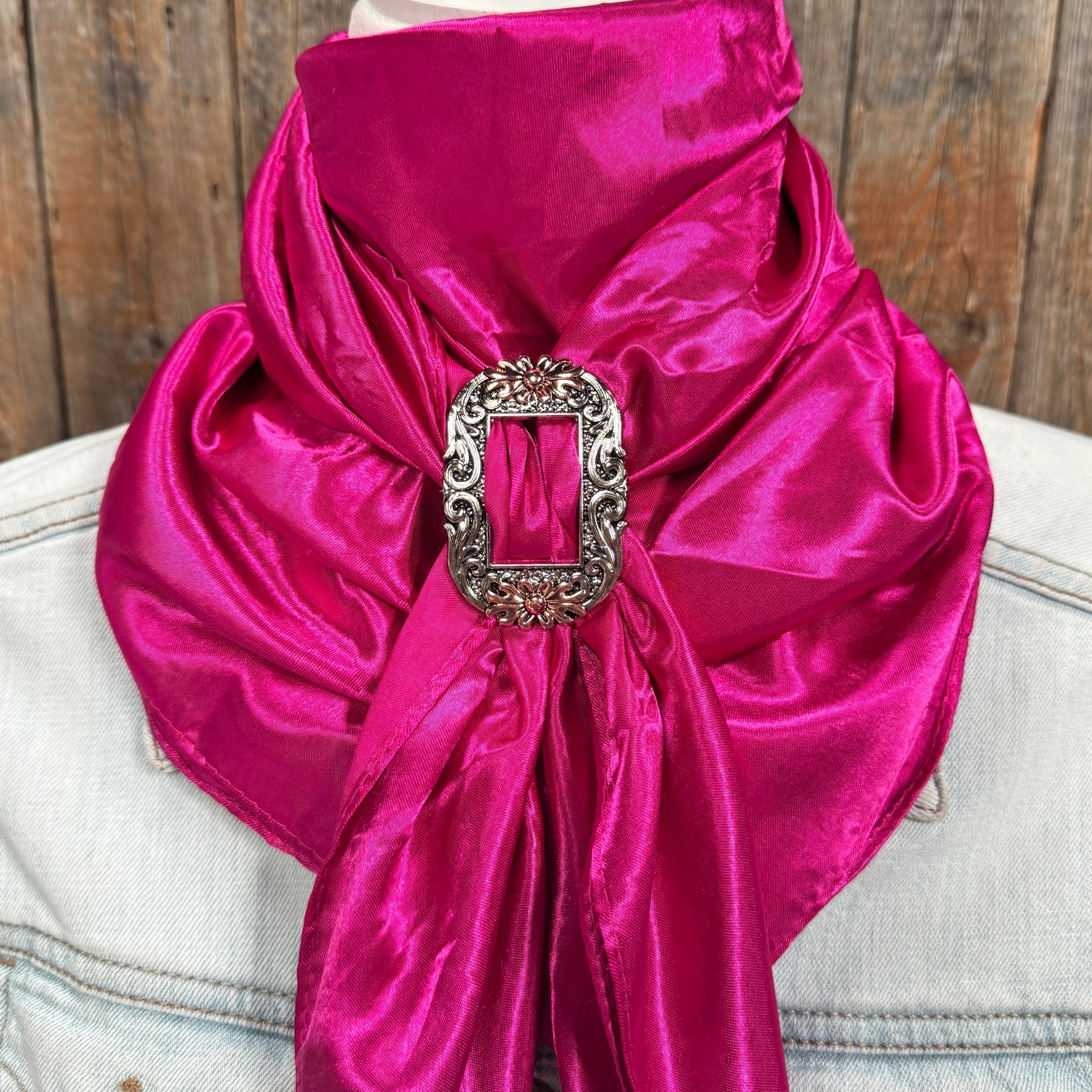 35X35" Solid Fuchsia Wild Rag / Scarf WRS12 - Buckle Wild Rag Slides - Assorted