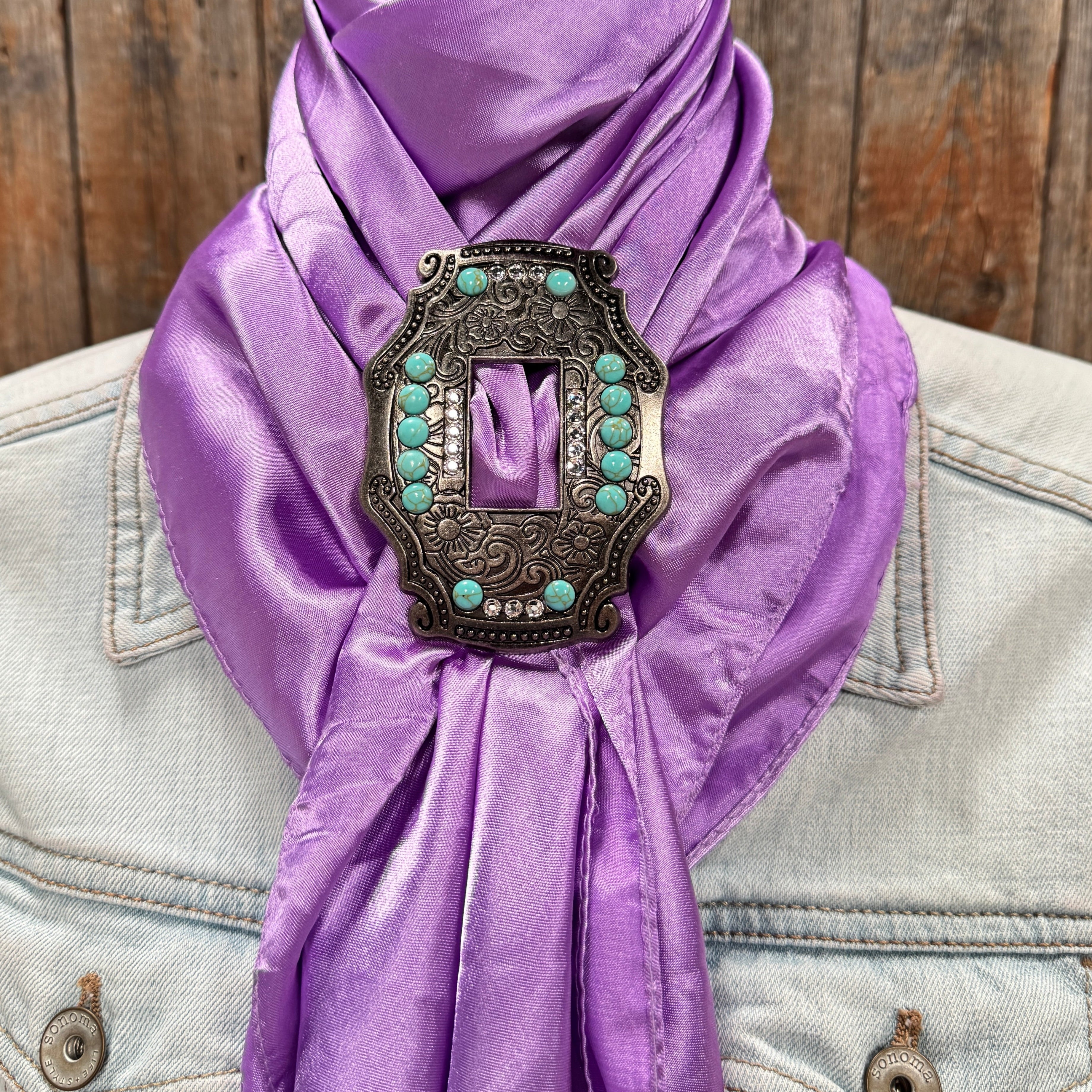 35X35" Solid Lavender Wild Rag / Scarf WRS13 - Buckle Wild Rag Slides - Assorted