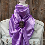 35X35" Solid Lavender Wild Rag / Scarf WRS13 - Tooled Leather Wild Rag Slides - Assorted