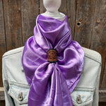 35X35" Solid Lavender Wild Rag / Scarf WRS13 - Tooled Leather Wild Rag Slides - Assorted