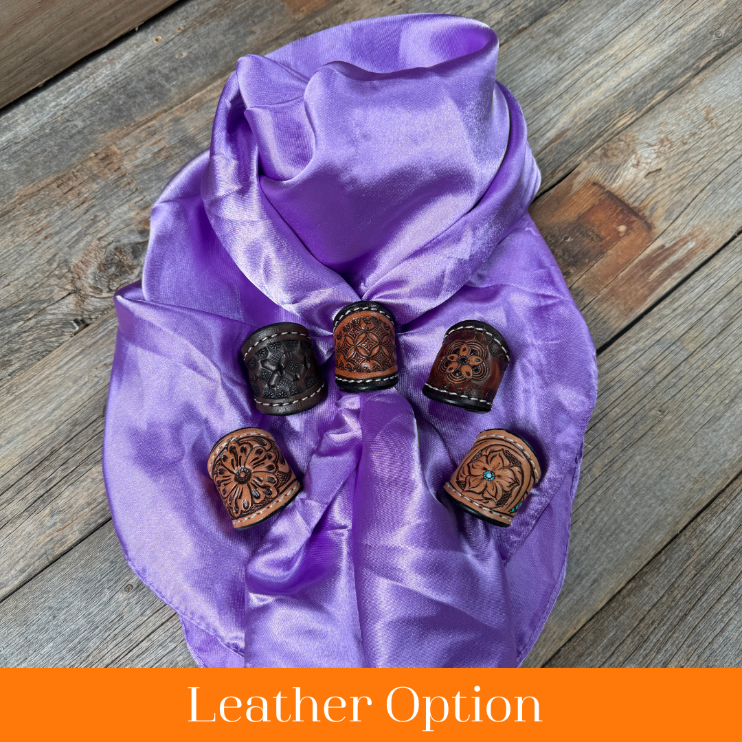 35X35" Solid Lavender Wild Rag / Scarf WRS13 - Tooled Leather Wild Rag Slides - Assorted