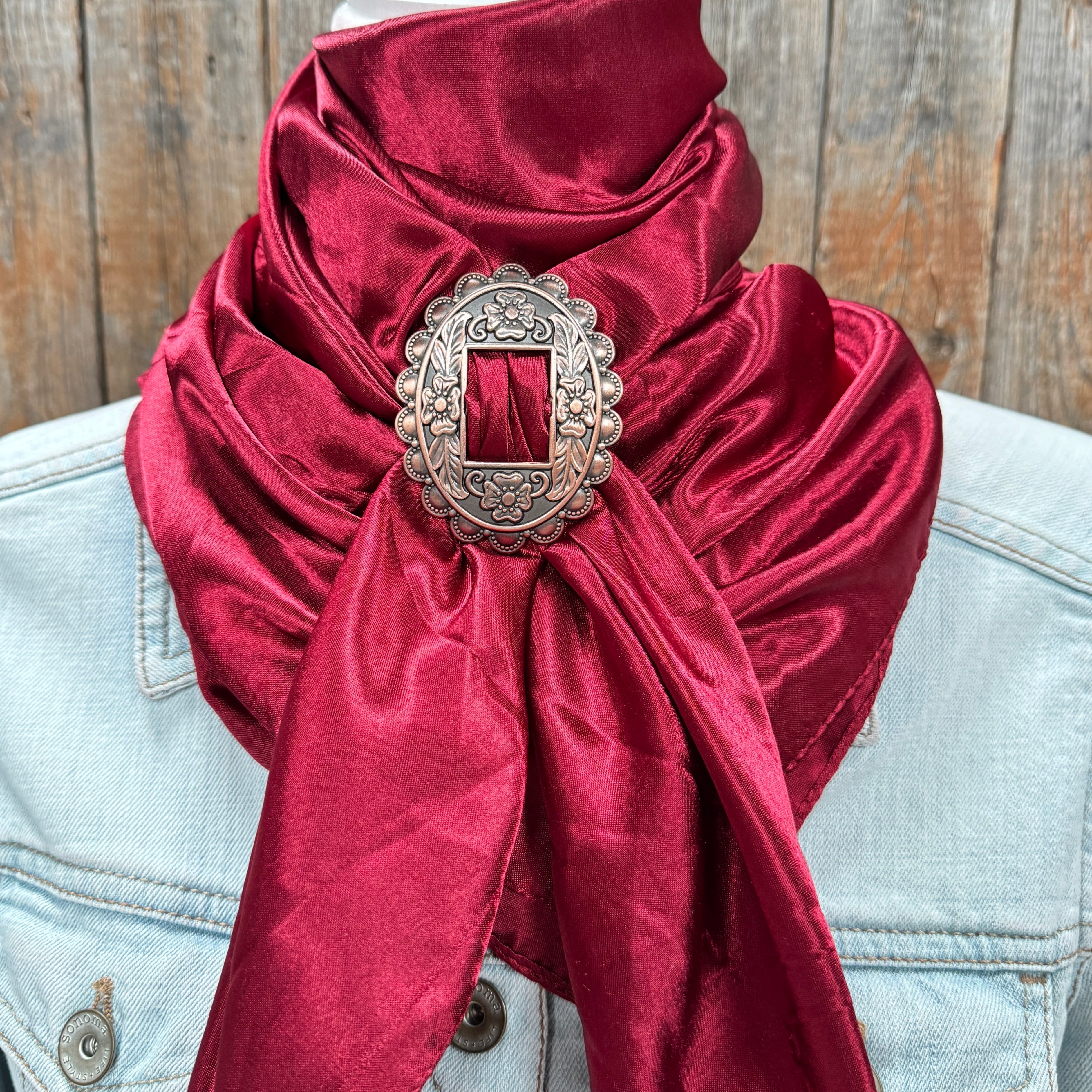 35X35" Solid Burgundy Wild Rag / Scarf WRS14 - Buckle Wild Rag Slides - Assorted