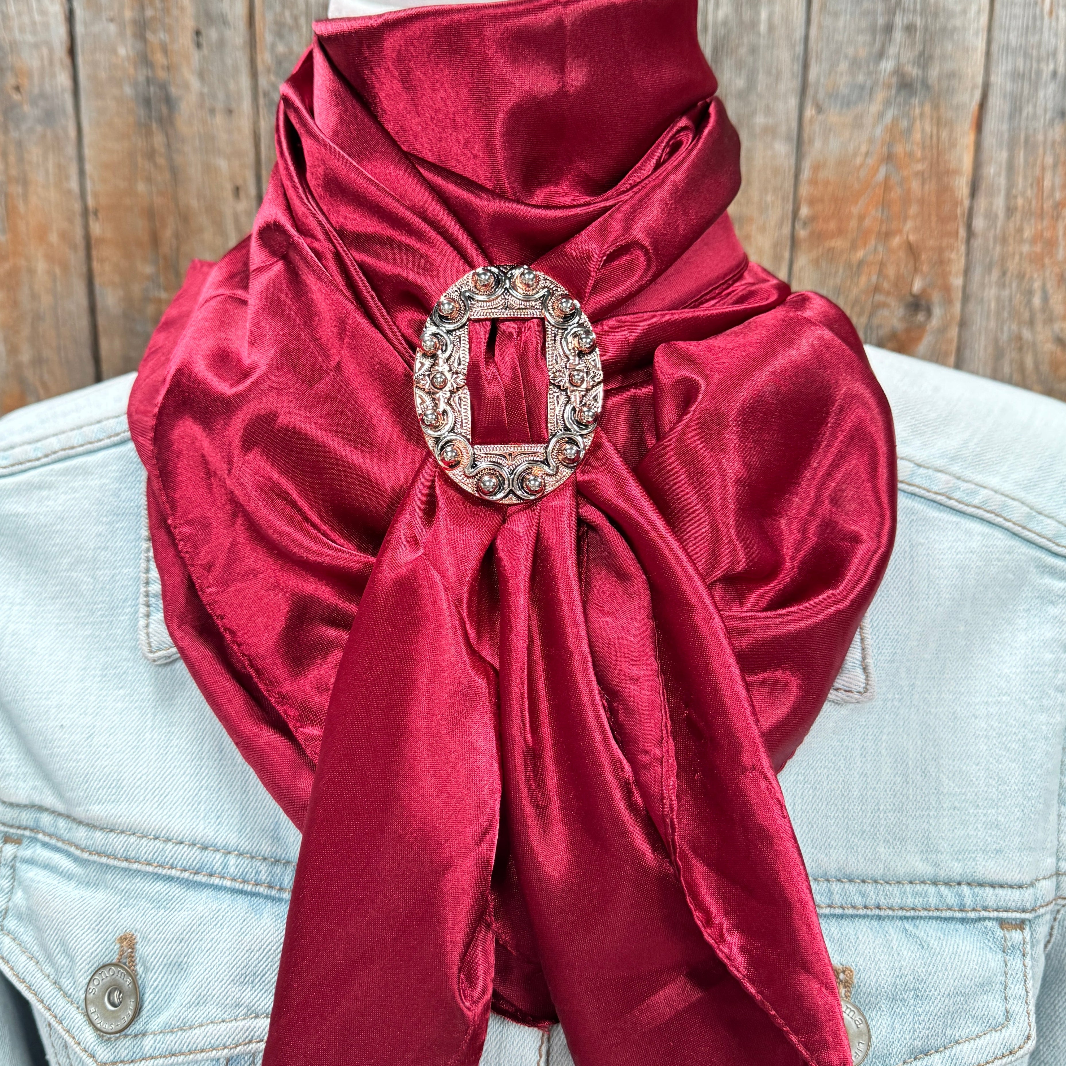 35X35" Solid Burgundy Wild Rag / Scarf WRS14 - Buckle Wild Rag Slides - Assorted