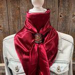 35X35" Solid Burgundy Wild Rag / Scarf WRS14 - Tooled Leather Wild Rag Slides - Assorted