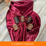 35X35" Solid Burgundy Wild Rag / Scarf WRS14 - Tooled Leather Wild Rag Slides - Assorted