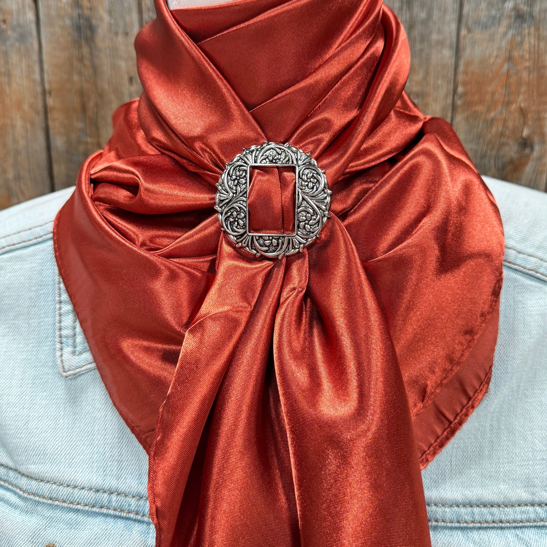 35X35" Solid Rust Wild Rag / Scarf WRS16 - Buckle Wild Rag Slides - Assorted