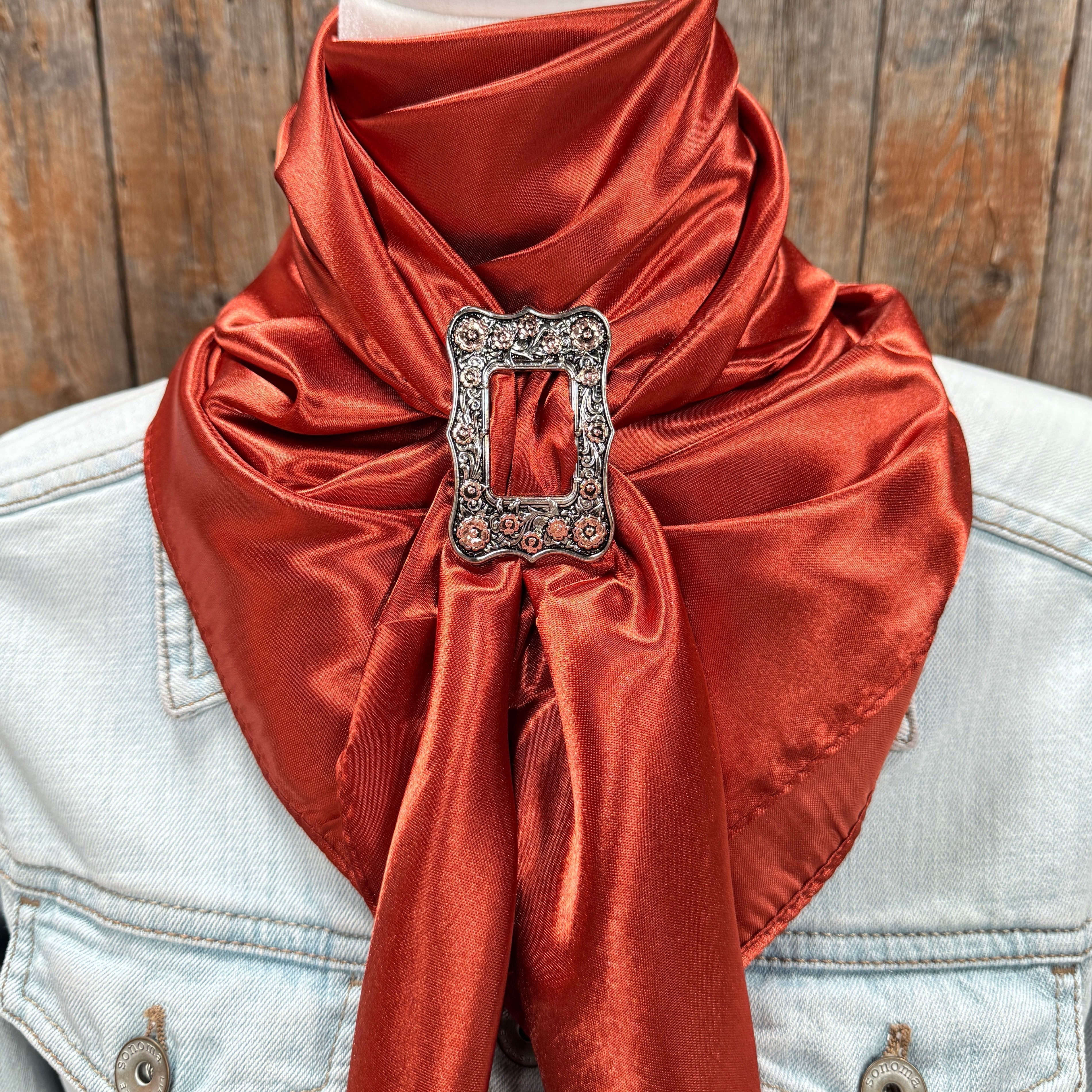 35X35" Solid Rust Wild Rag / Scarf WRS16 - Buckle Wild Rag Slides - Assorted