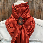 35X35" Solid Rust Wild Rag / Scarf WRS16 - Tooled Leather Wild Rag Slides - Assorted