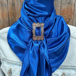 35X35" Solid Electric Blue Wild Rag / Scarf WRS17 - Buckle Wild Rag Slides - Assorted