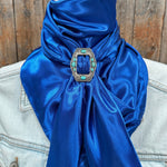 35X35" Solid Electric Blue Wild Rag / Scarf WRS17 - Buckle Wild Rag Slides - Assorted
