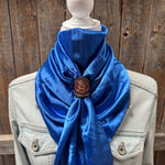 35X35" Solid Electric Blue Wild Rag / Scarf WRS17- Tooled Leather Wild Rag Slides - Assorted