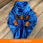 35X35" Solid Electric Blue Wild Rag / Scarf WRS17- Tooled Leather Wild Rag Slides - Assorted