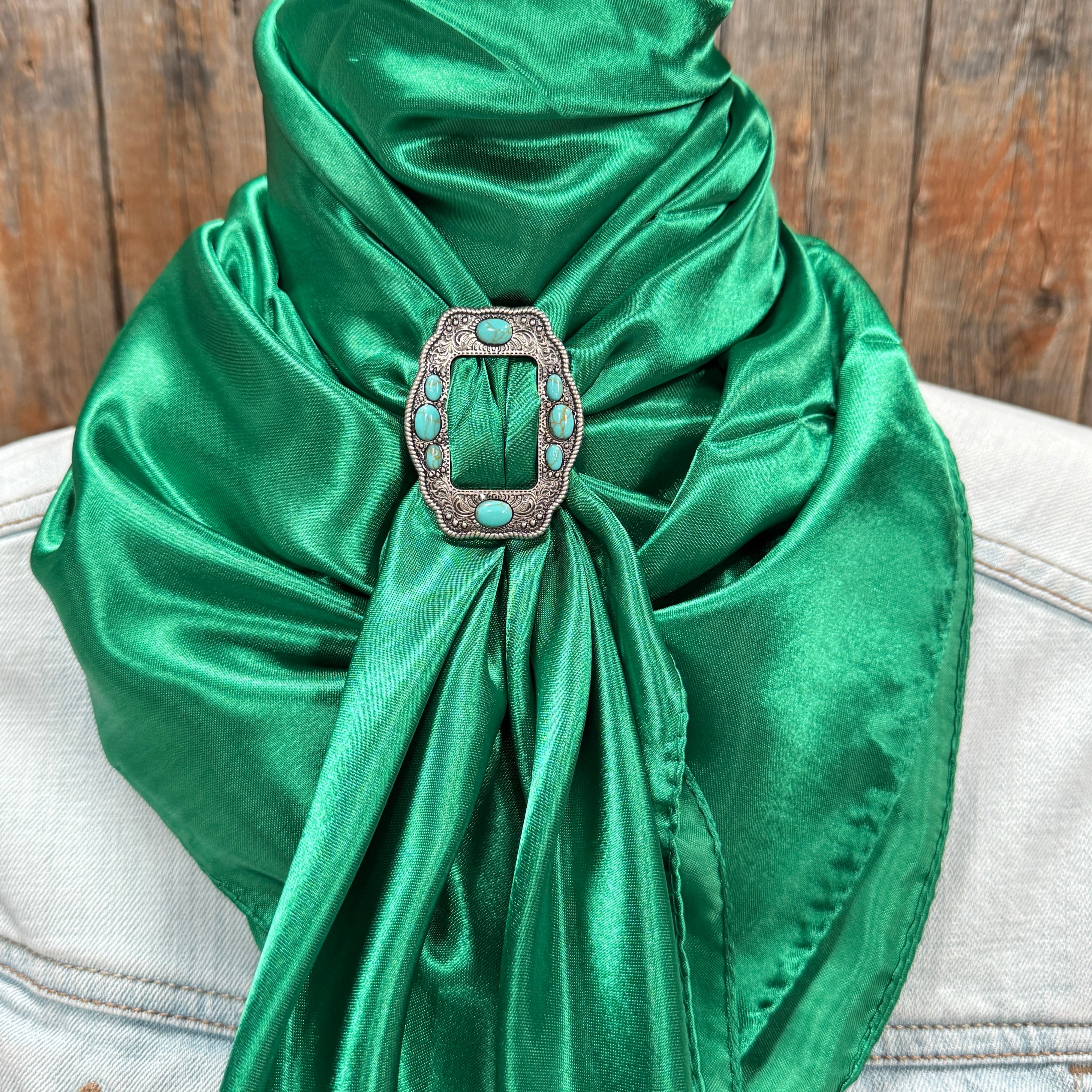 35X35" Solid Green Wild Rag / Scarf WRS18 - Buckle Wild Rag Slides - Assorted