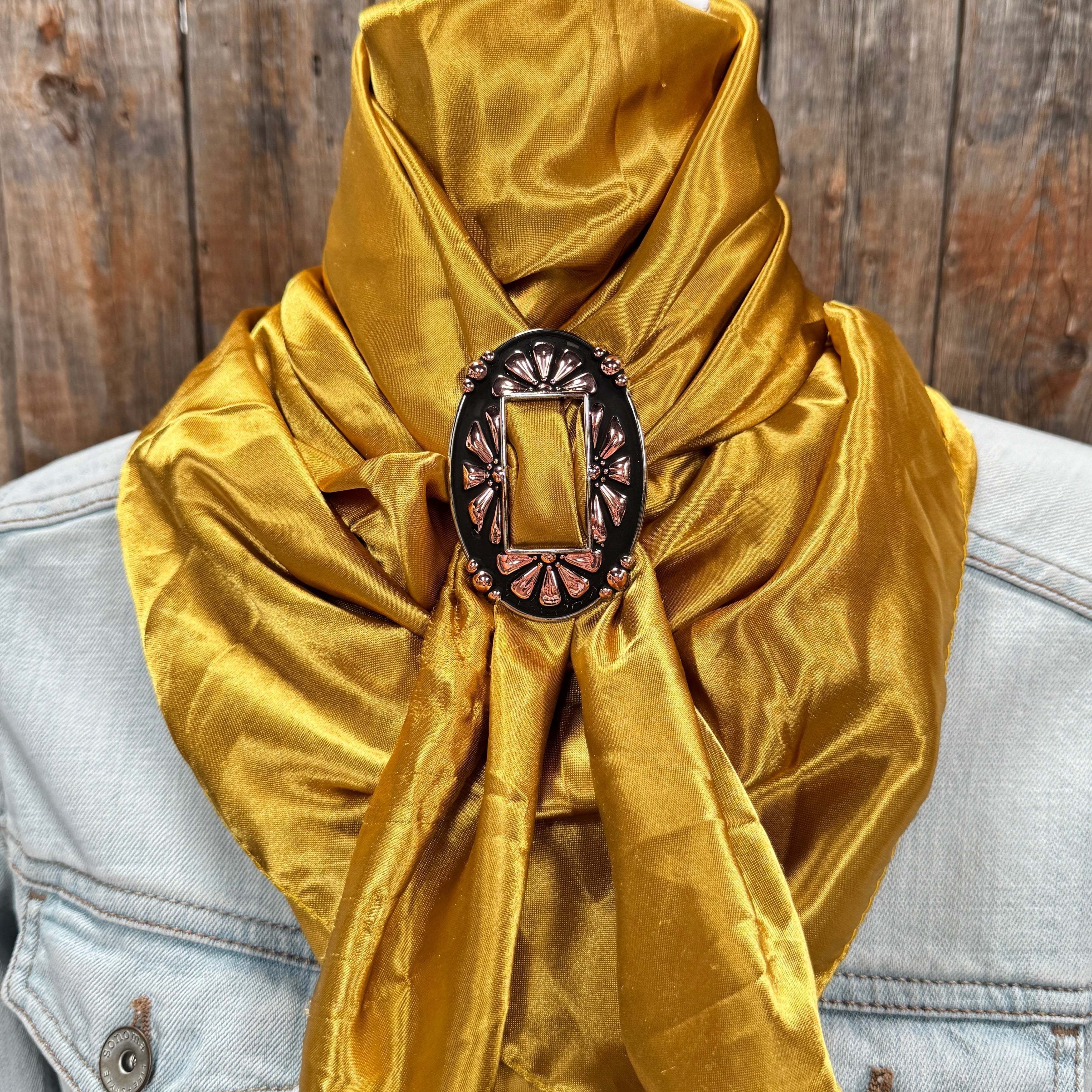 35X35" Solid Mustard Yellow Wild Rag / Scarf WRS19 - Buckle Wild Rag Slides - Assorted