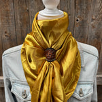 35X35" Solid Mustard Yellow Wild Rag / Scarf WRS19 - Tooled Leather Wild Rag Slides - Assorted