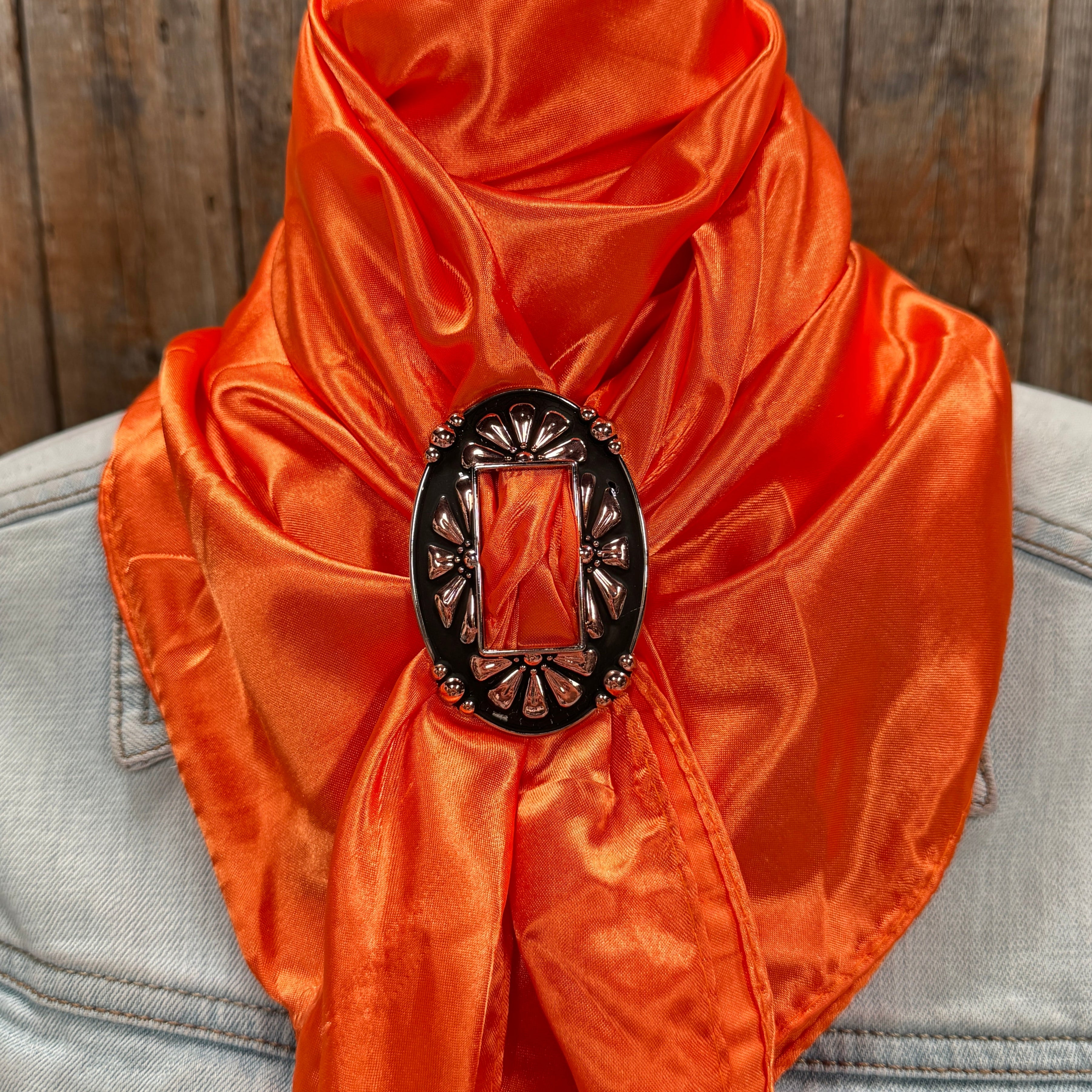 35X35" Solid Orange Wild Rag / Scarf WRS20 - Buckle Wild Rag Slides - Assorted