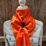 35X35" Solid Orange Wild Rag / Scarf WRS20 - Tooled Leather Wild Rag Slides - Assorted