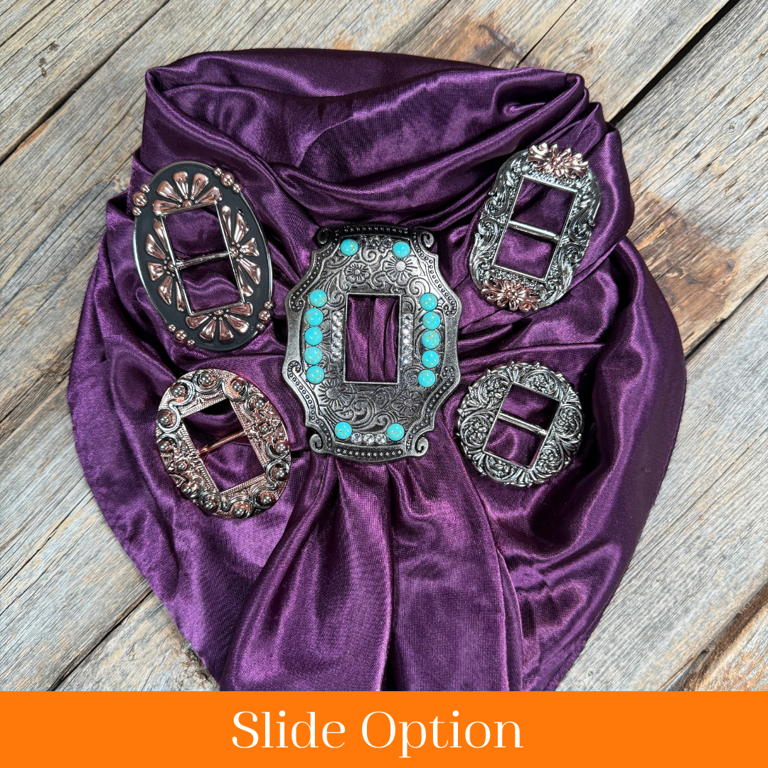 35X35" Solid Plum Wild Rag / Scarf WRS21 - Buckle Wild Rag Slides - Assorted