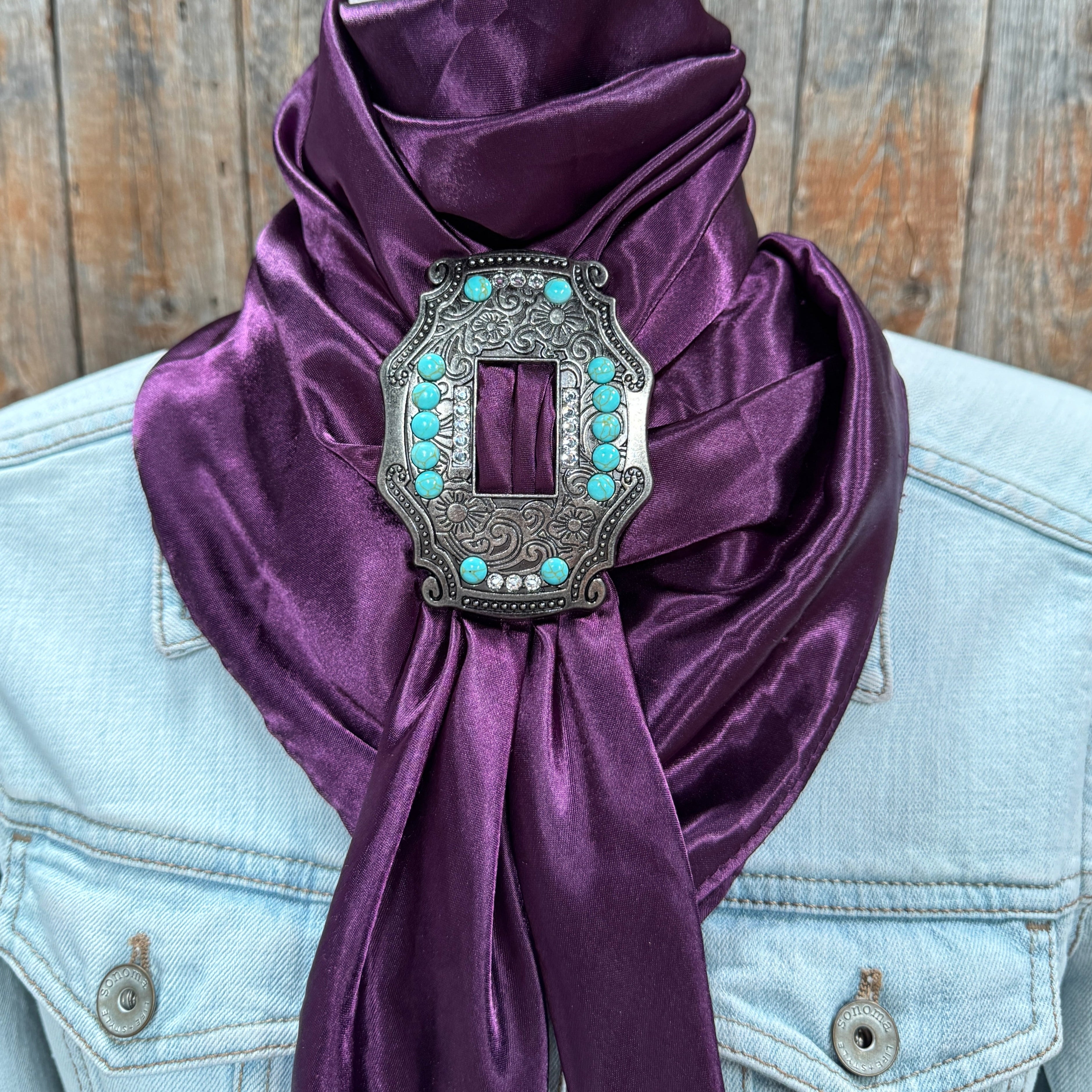 35X35" Solid Plum Wild Rag / Scarf WRS21 - Buckle Wild Rag Slides - Assorted