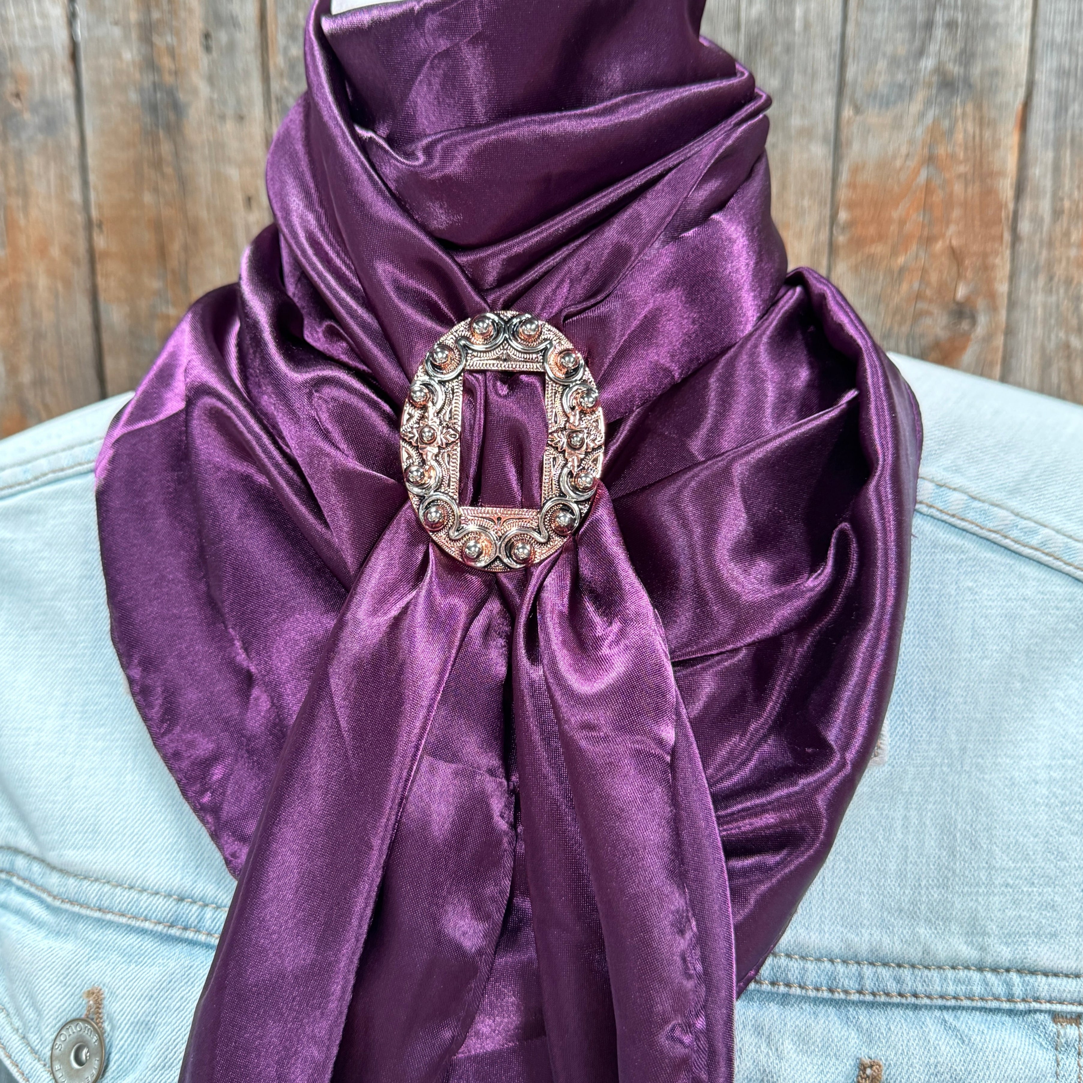 35X35" Solid Plum Wild Rag / Scarf WRS21 - Buckle Wild Rag Slides - Assorted