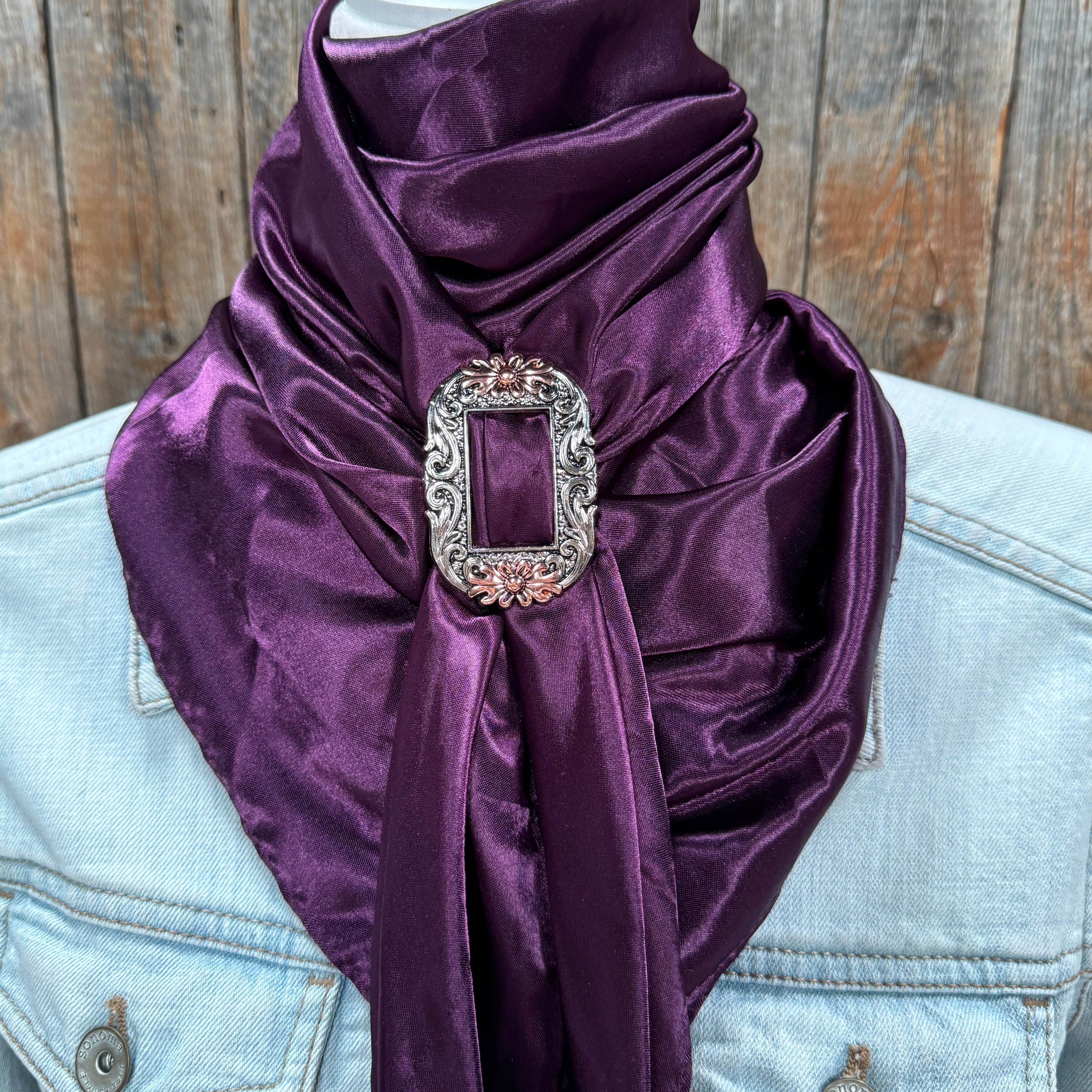 35X35" Solid Plum Wild Rag / Scarf WRS21 - Buckle Wild Rag Slides - Assorted