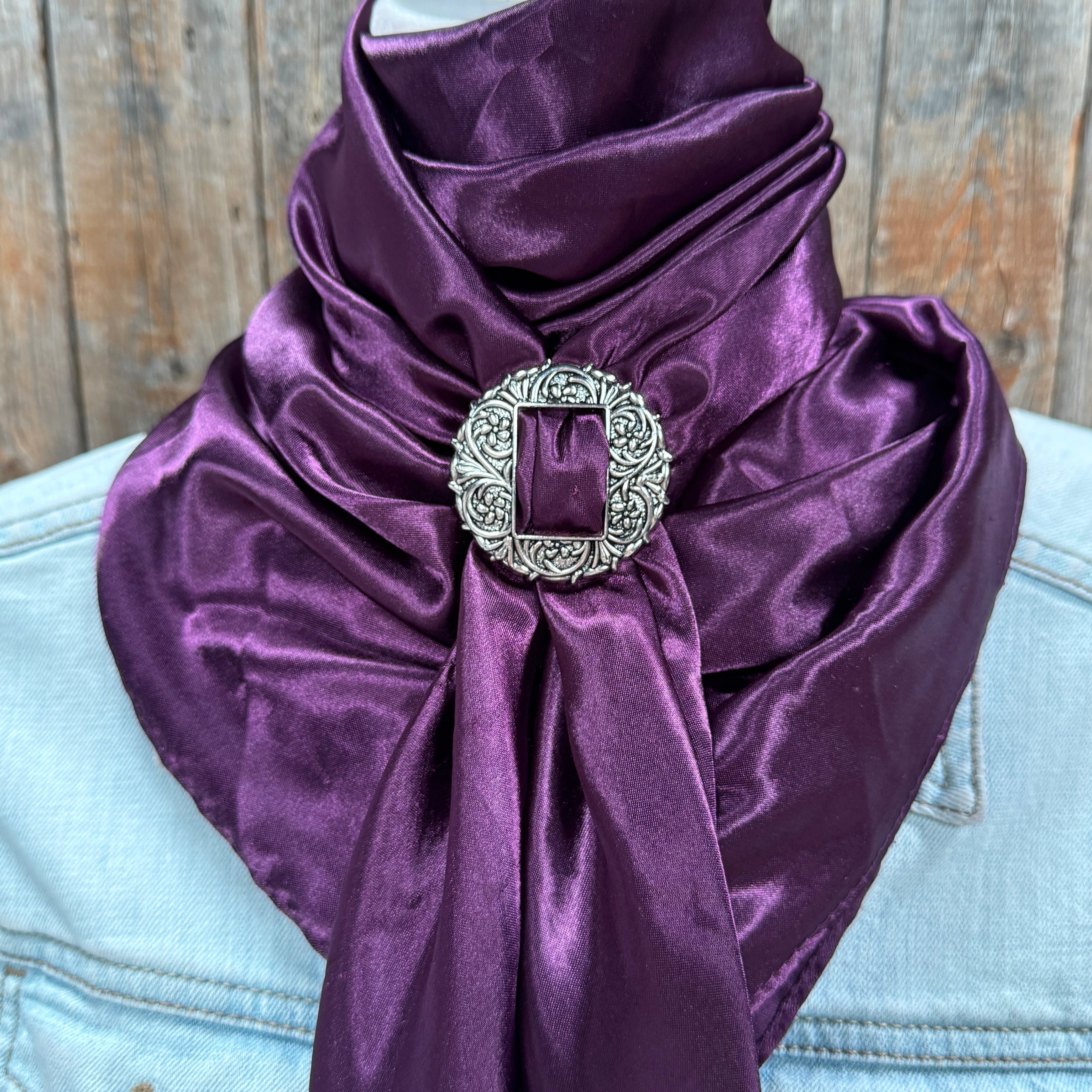 35X35" Solid Plum Wild Rag / Scarf WRS21 - Buckle Wild Rag Slides - Assorted