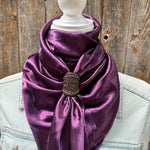 35X35" Solid Plum Wild Rag / Scarf WRS 21- Tooled Leather Wild Rag Slides - Assorted