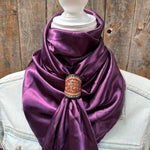 35X35" Solid Plum Wild Rag / Scarf WRS 21- Tooled Leather Wild Rag Slides - Assorted