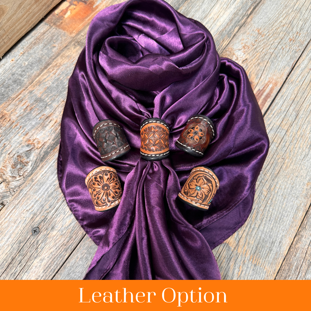 35X35" Solid Plum Wild Rag / Scarf WRS 21- Tooled Leather Wild Rag Slides - Assorted