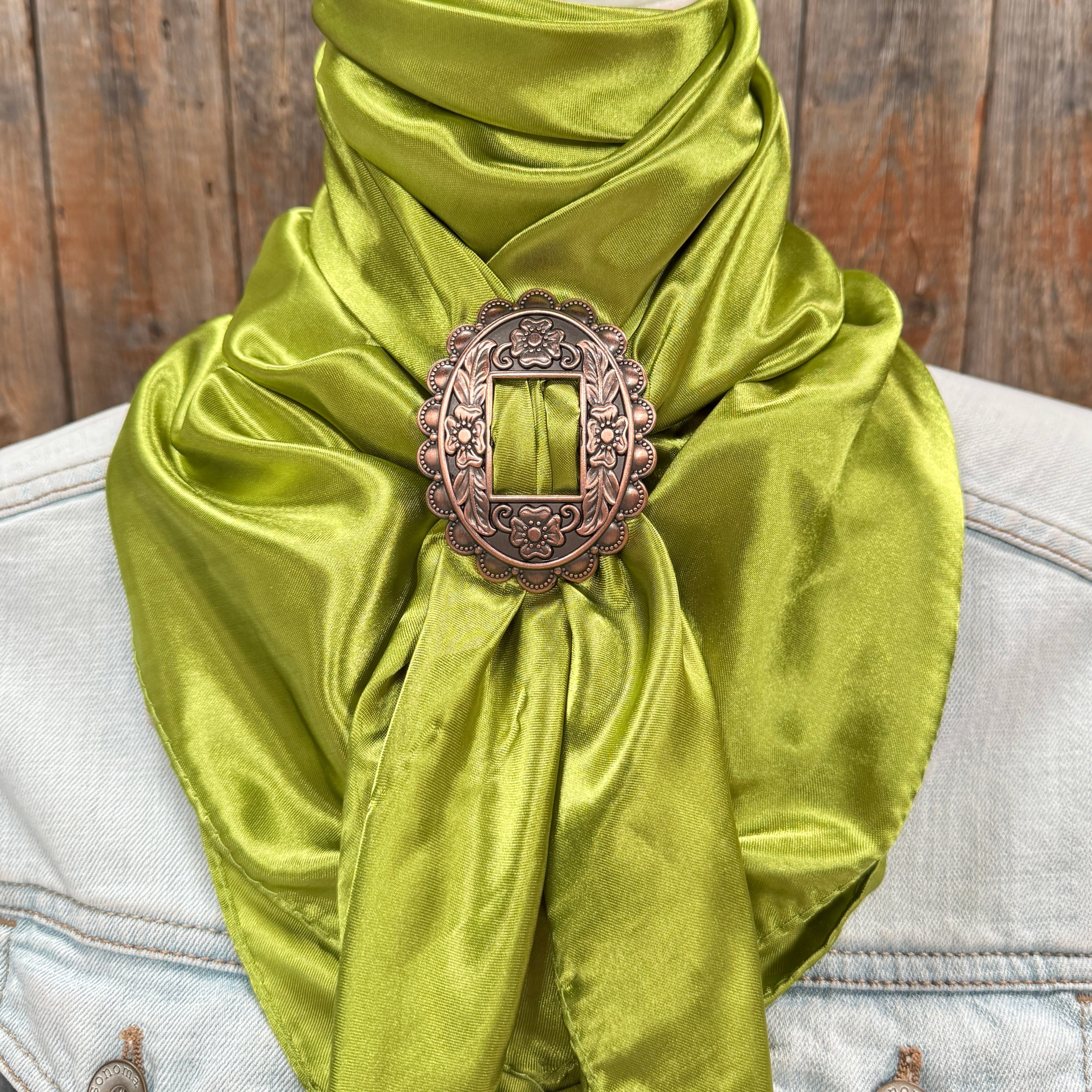 35X35" Solid Light Green Wild Rag / Scarf WRS22 - Buckle Wild Rag Slides - Assorted