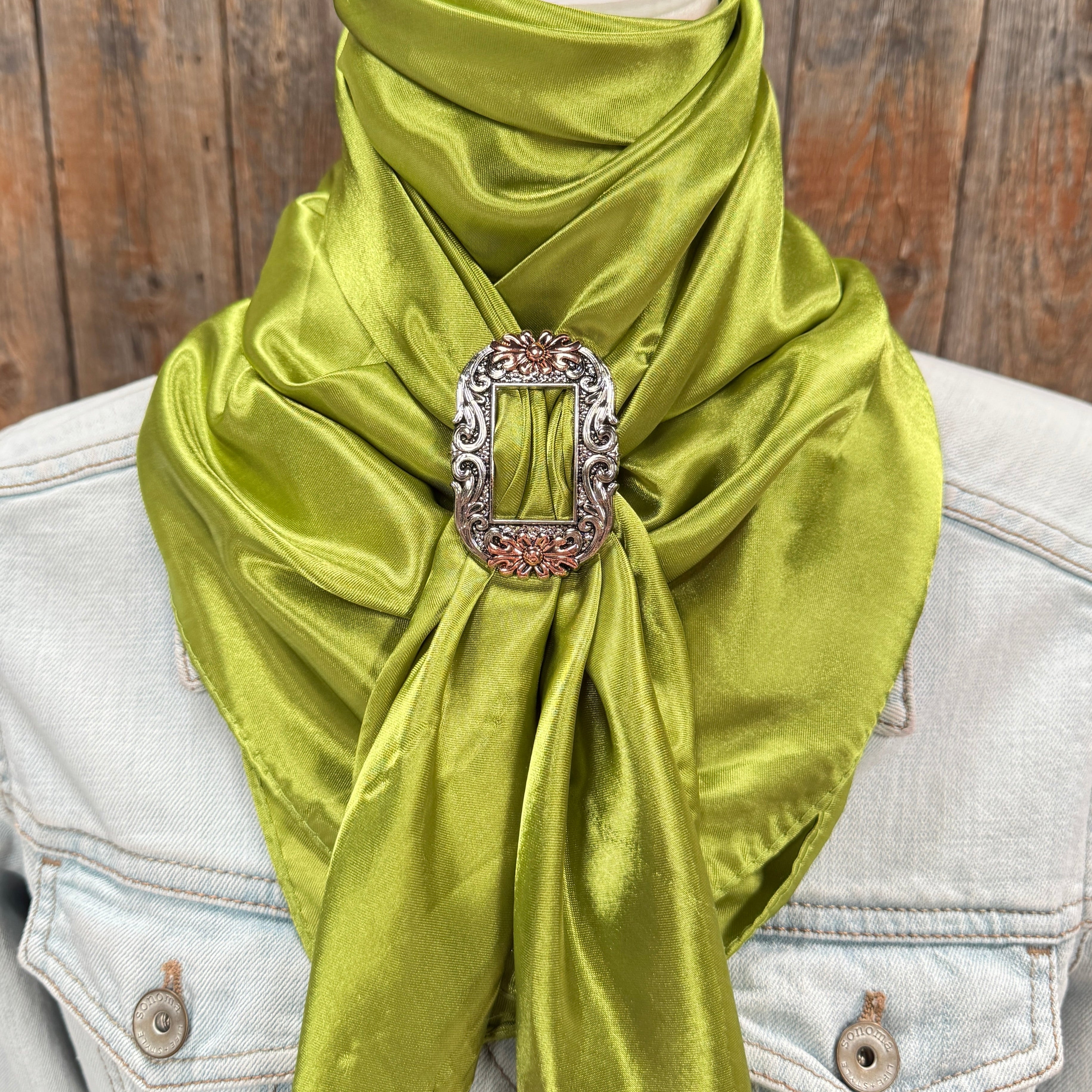 35X35" Solid Light Green Wild Rag / Scarf WRS22 - Buckle Wild Rag Slides - Assorted