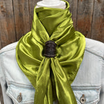 35X35" Solid Light Green Wild Rag / Scarf WRS22 - Tooled Leather Wild Rag Slides - Assorted
