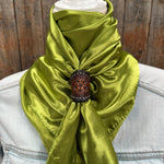 35X35" Solid Light Green Wild Rag / Scarf WRS22 - Tooled Leather Wild Rag Slides - Assorted