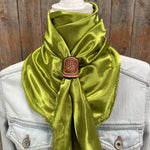 35X35" Solid Light Green Wild Rag / Scarf WRS22 - Tooled Leather Wild Rag Slides - Assorted