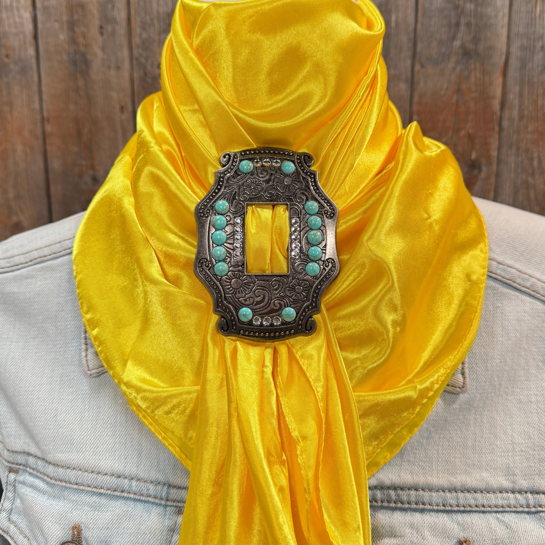 35X35" Solid Yellow Wild Rag / Scarf WRS23 - Buckle Wild Rag Slides - Assorted